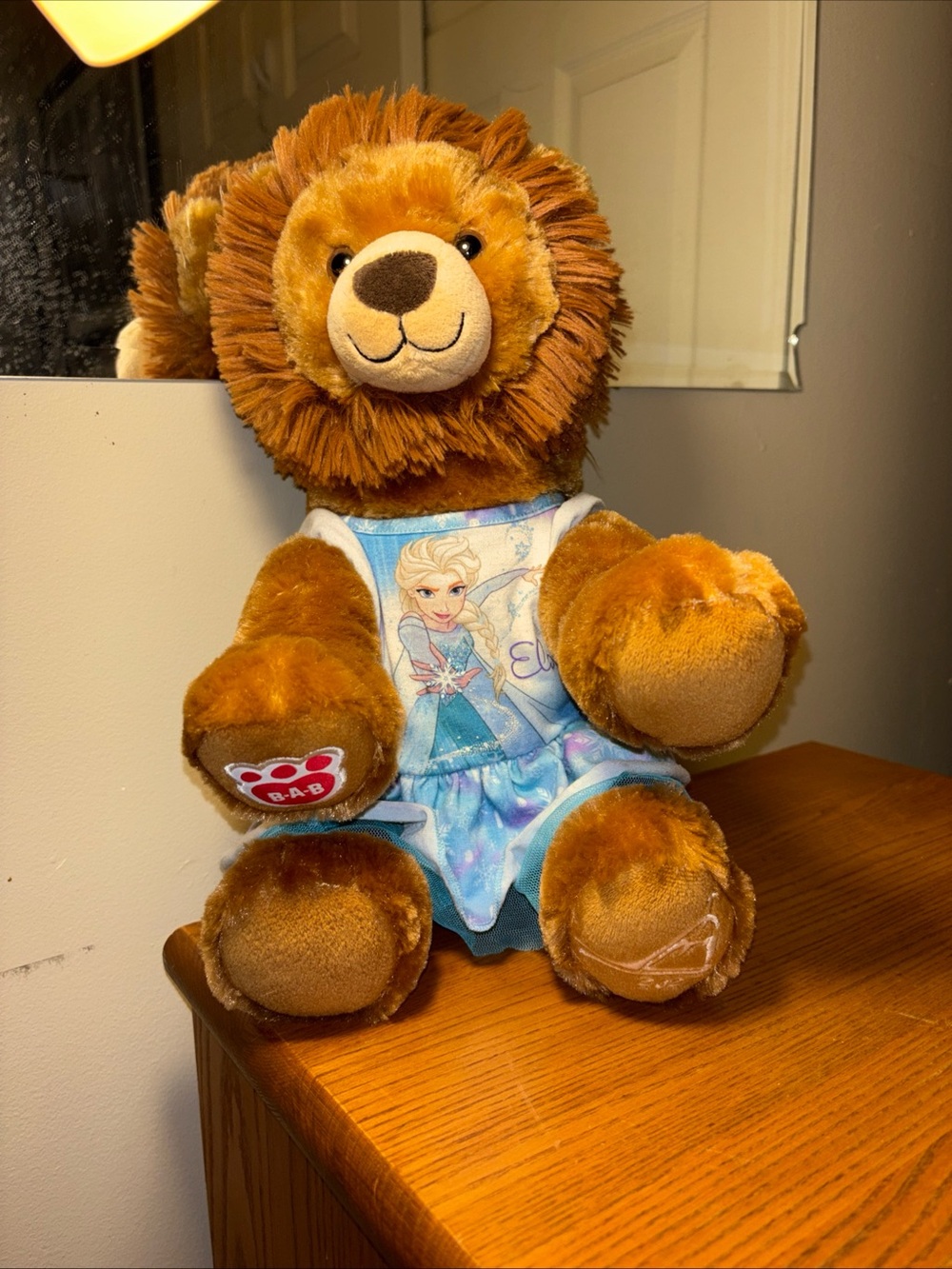 Build-A-Bear Brown Plush Lion with Blue Elsa Dress
